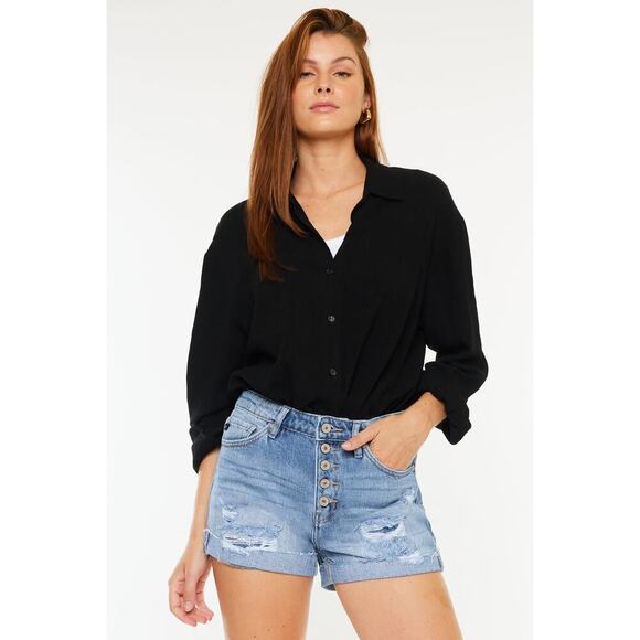 KanCan Pants - Kancan High Rise Button Fly Light Wash Jean Shorts NWT Size 28 Blue